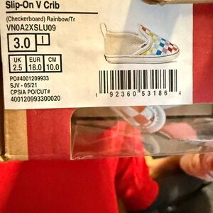 Vans Kids Slip-On V Crib Rainbow Checkerboard Shoe - White/Multi